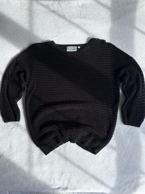 Blue Motion Black Knit Long Sleeve Lightweight Sweater / Bikini Coverup size M